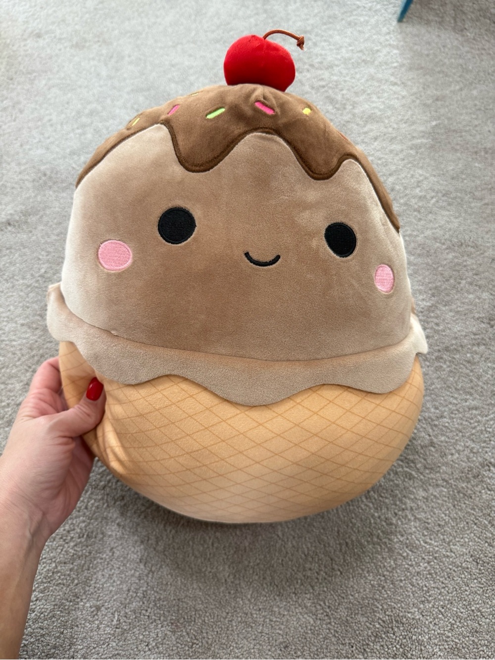 Squishmallows Ice Cream Cone Plush - Brown, Tan, Red, Pink